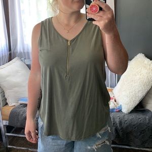 Green Envelope Sleeveless Top